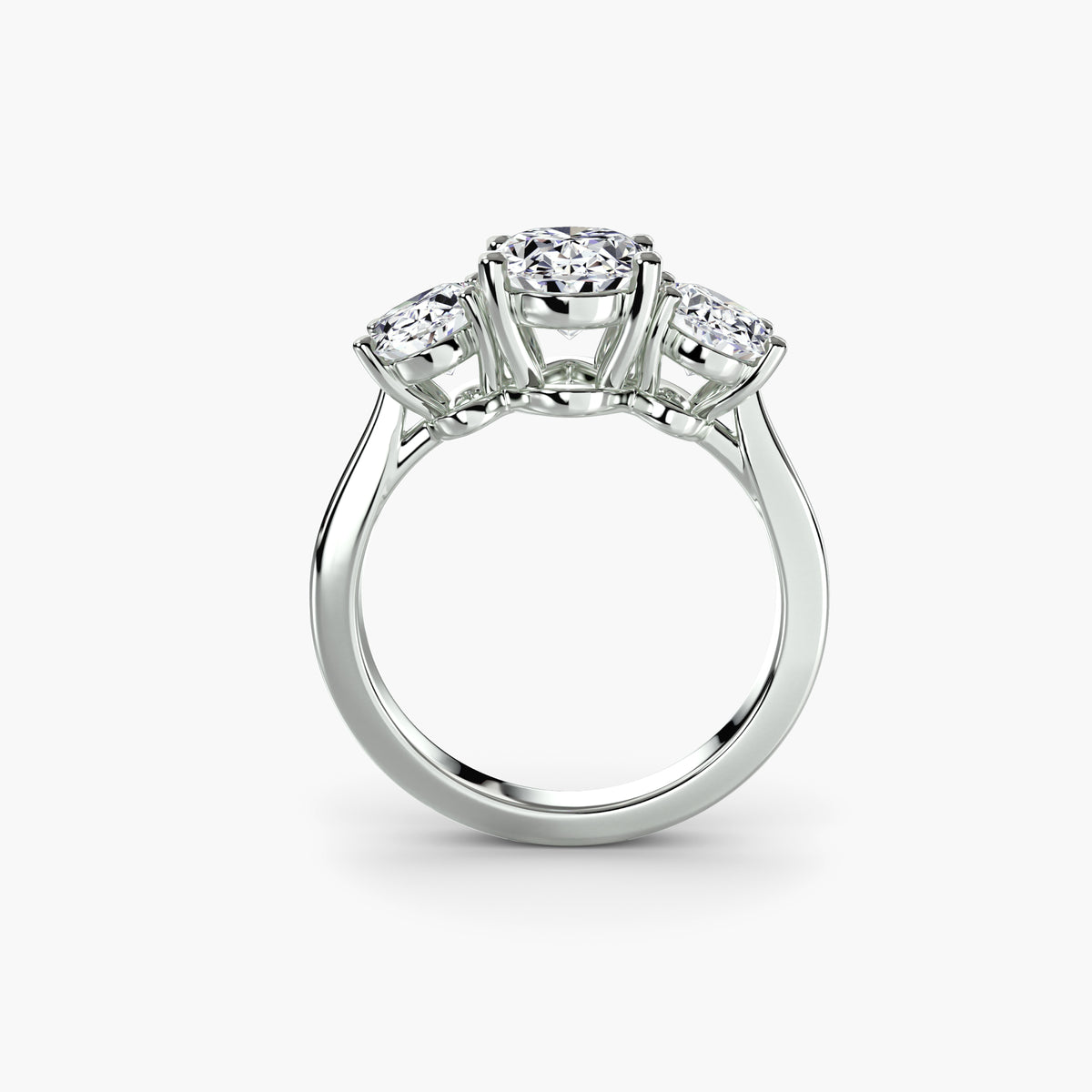 Three-Stone With Oval Side Stones, front view