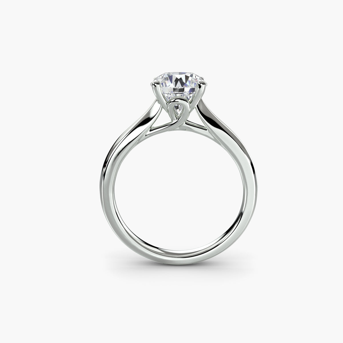 Solitaire With Rounded Cathedral Shank, front view
