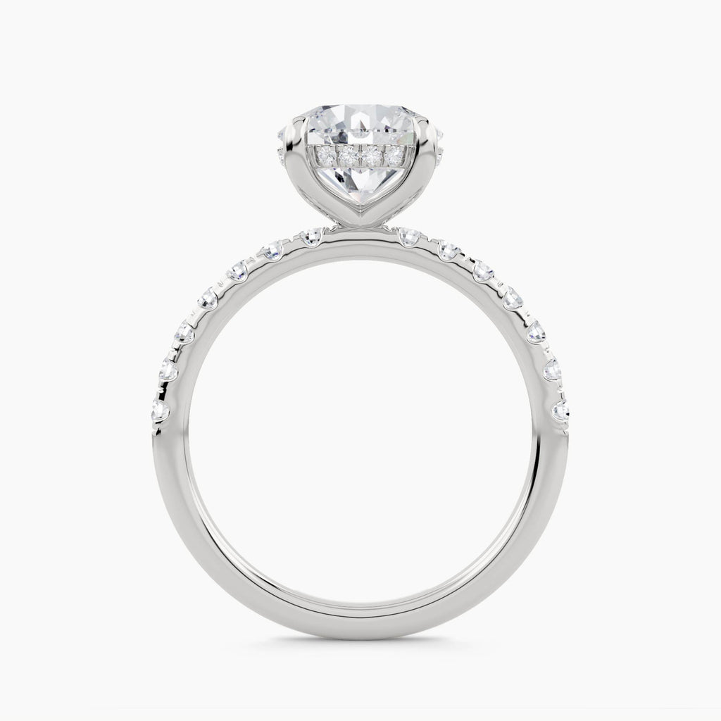 Solitaire With Hidden Halo And Pave Set Shank, front view