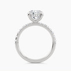 Solitaire With Hidden Halo And Pave Set Shank, front view