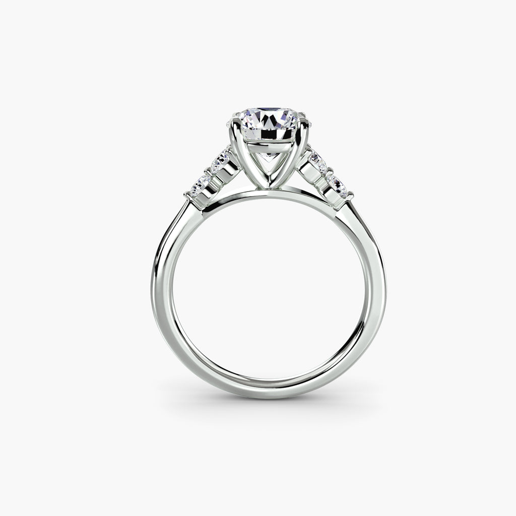 Five-Stone With Round Side Stones And Plain Band, front view