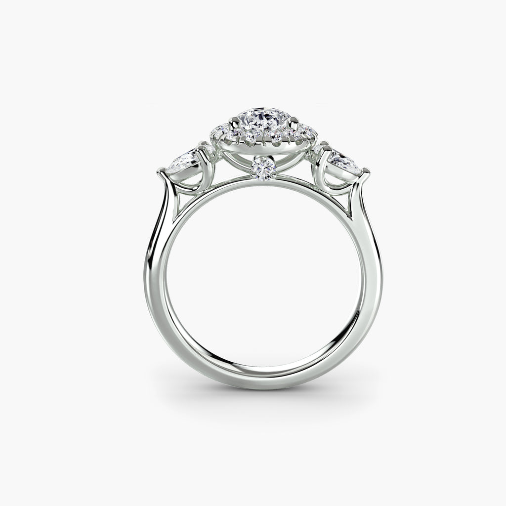 Halo With Pear Side Stones, front view