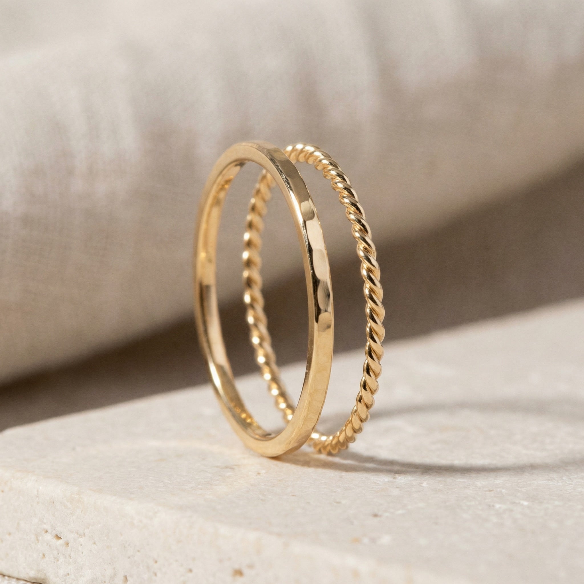 Purus Duo Rings | 14K Gold Wedding Band | Heritage & Co.