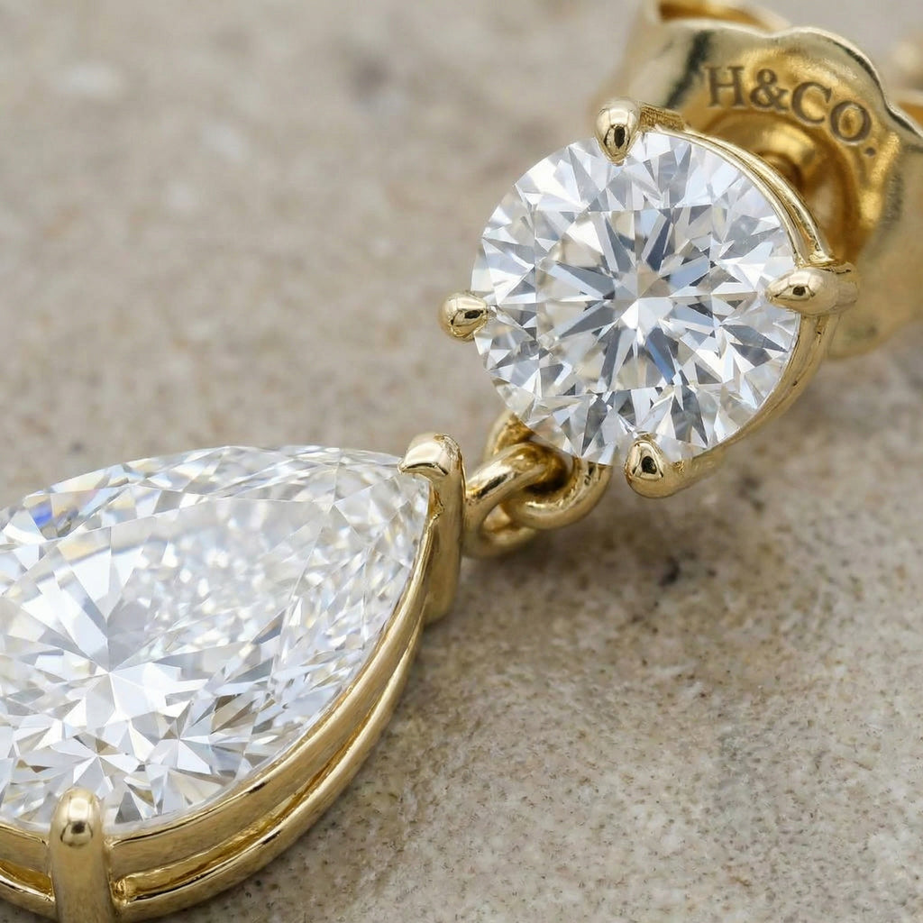SOLARIS GOUTTE, 4-MOISSANITE DROP EARRINGS | Heritage & Co.