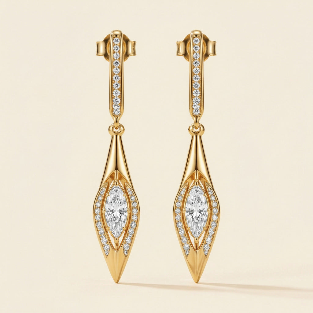 UMSEBE, MARQUISE LAB DIAMOND DROP EARRINGS