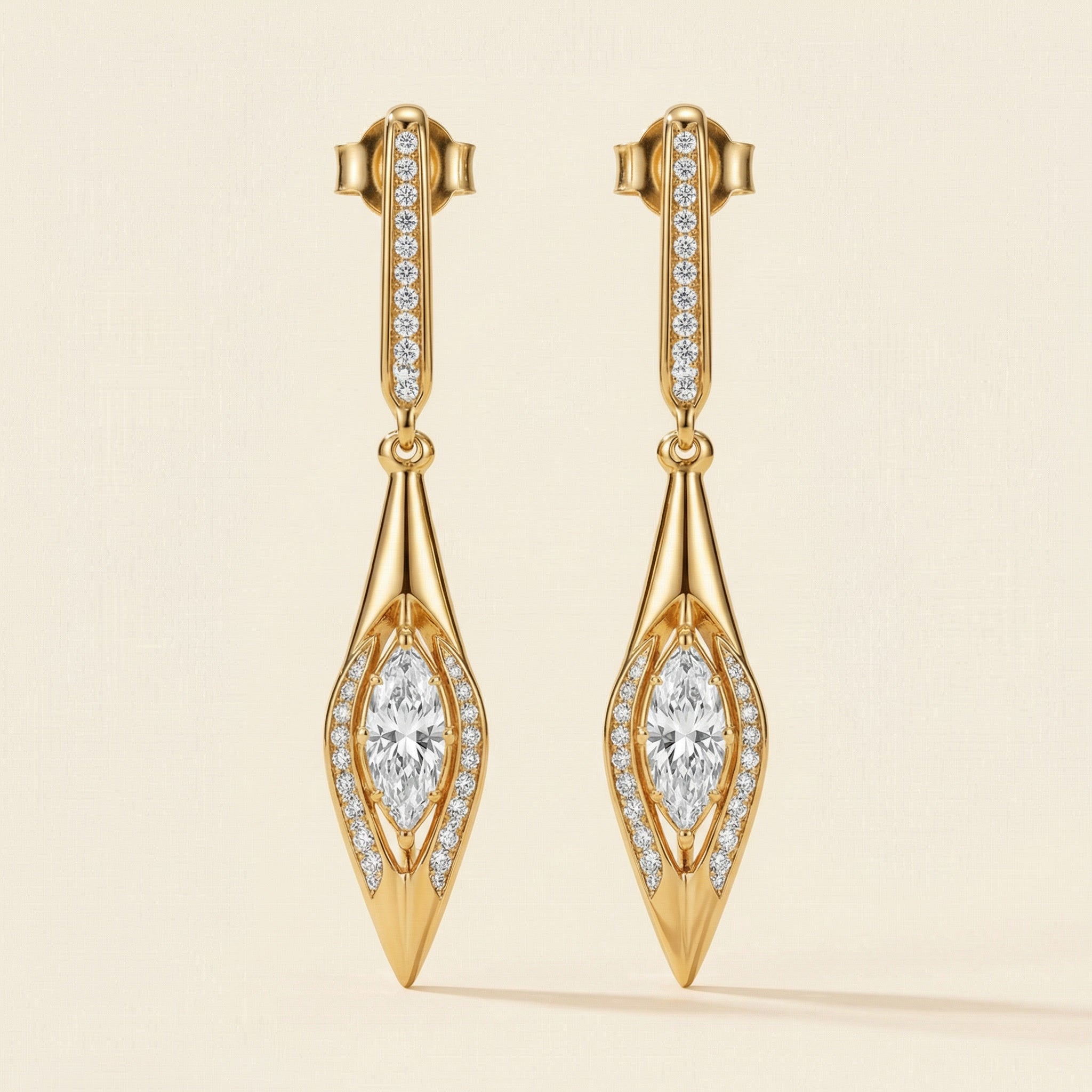 UMSEBE, MARQUISE LAB DIAMOND DROP EARRINGS
