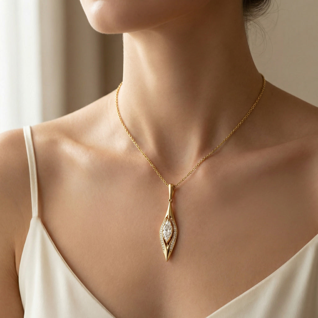 UMSEBE, MARQUISE LAB DIAMOND PENDANT