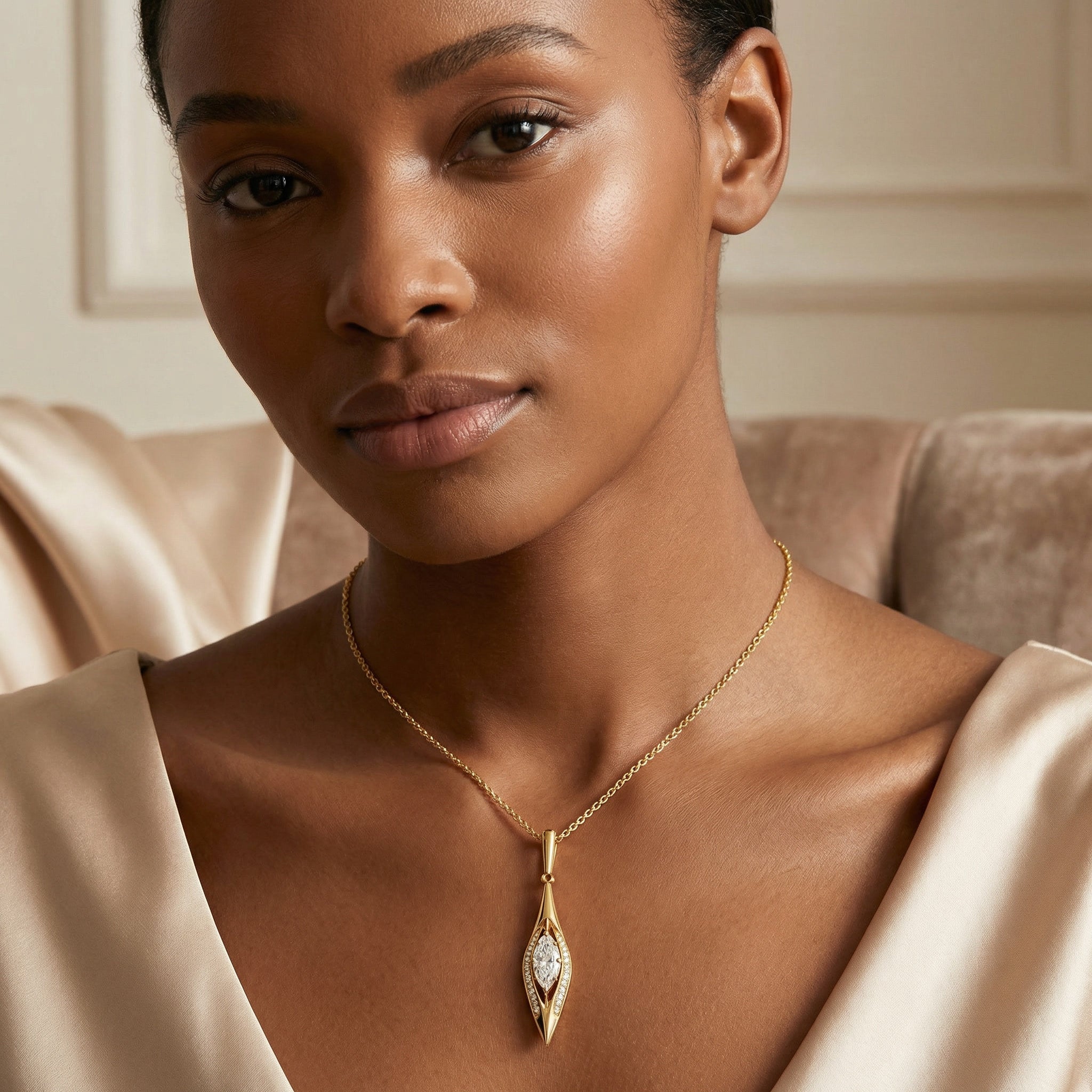UMSEBE, MARQUISE LAB DIAMOND PENDANT