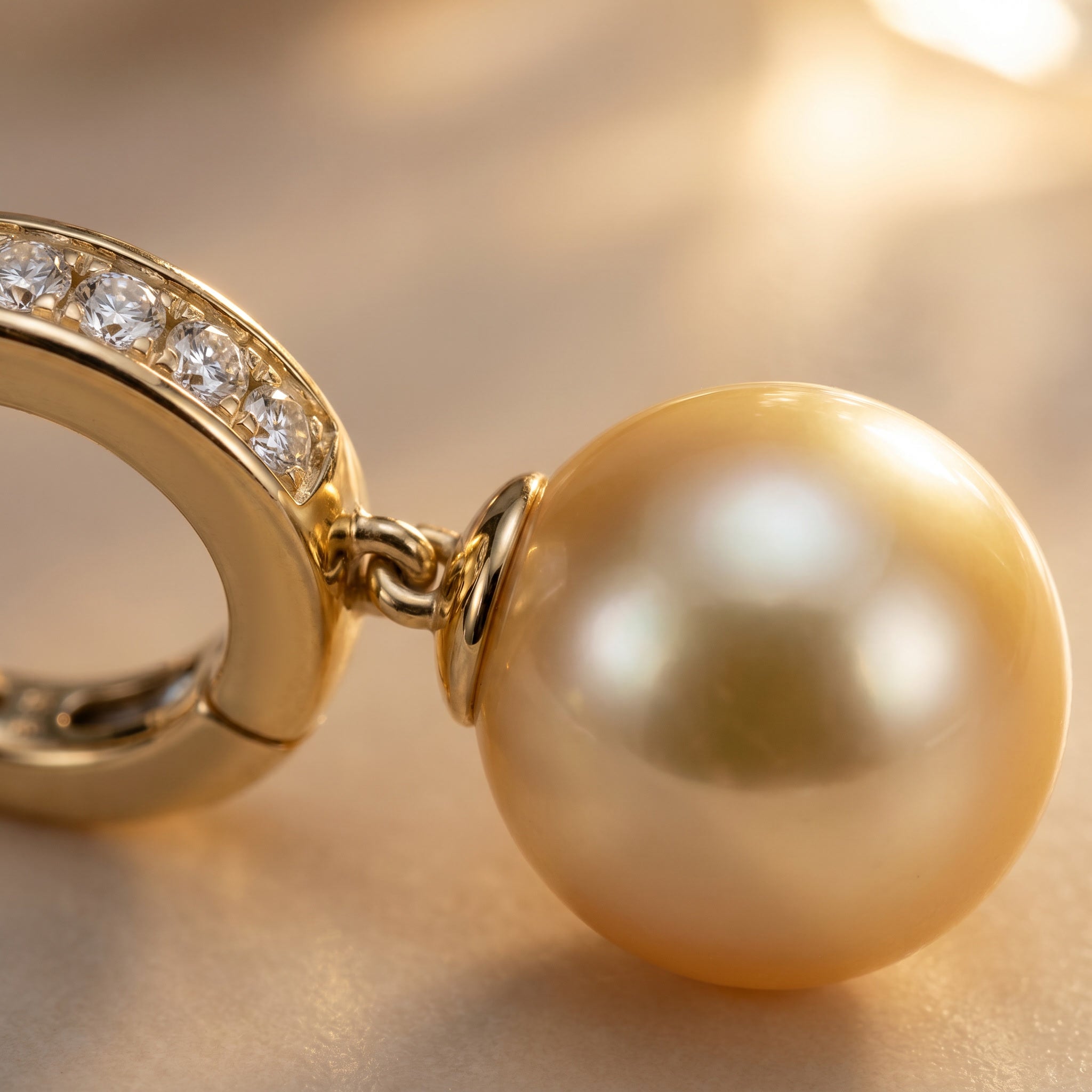 AUREA COURONNE, SOUTH SEA GOLDEN PEARL DROP EARRINGS