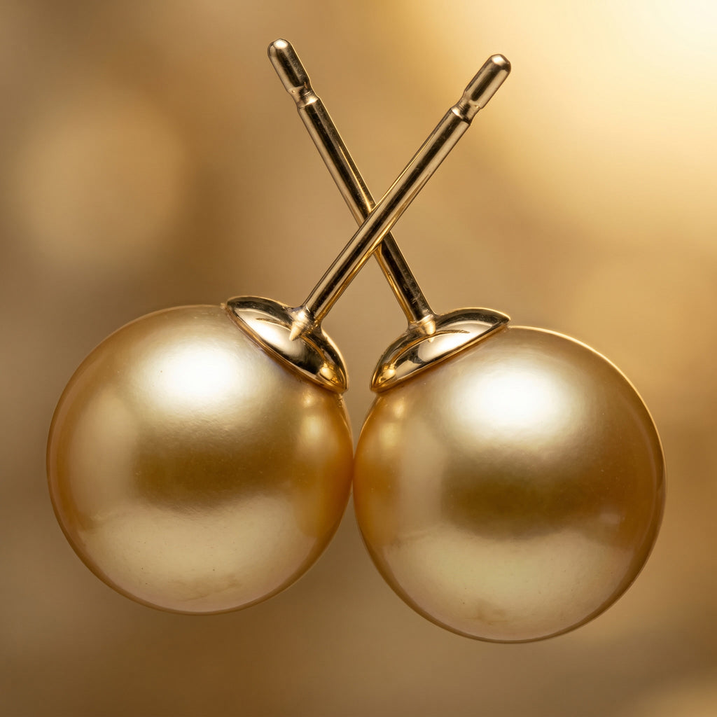 AUREA, SOUTH SEA GOLDEN PEARL STUD EARRINGS