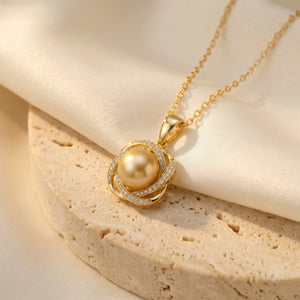 AUREA PENDENTIF, SOUTH SEA GOLDEN PEARL PENDANT NECKLACE