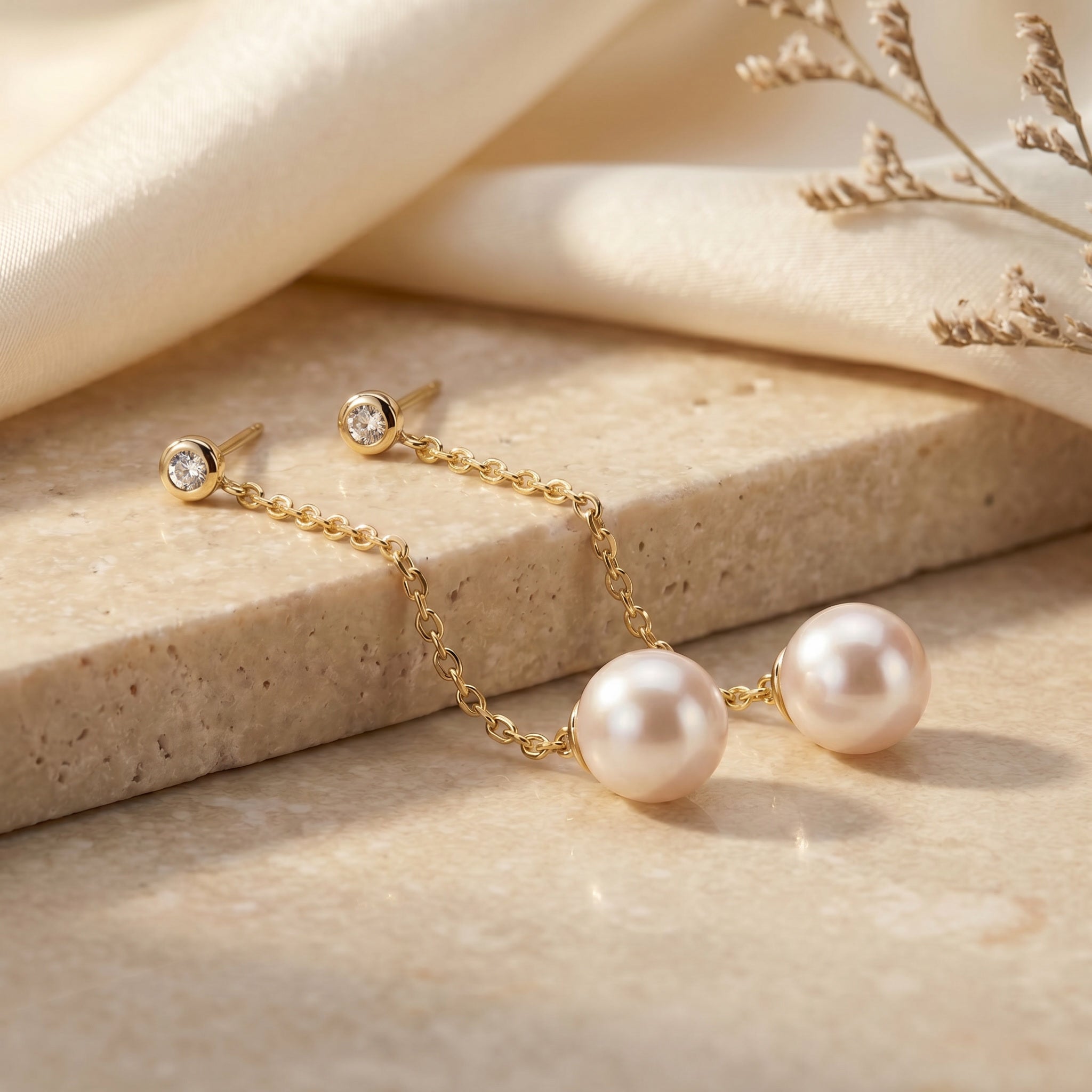 LUNAIRE GOUTTE, AKOYA PEARL DROP EARRINGS
