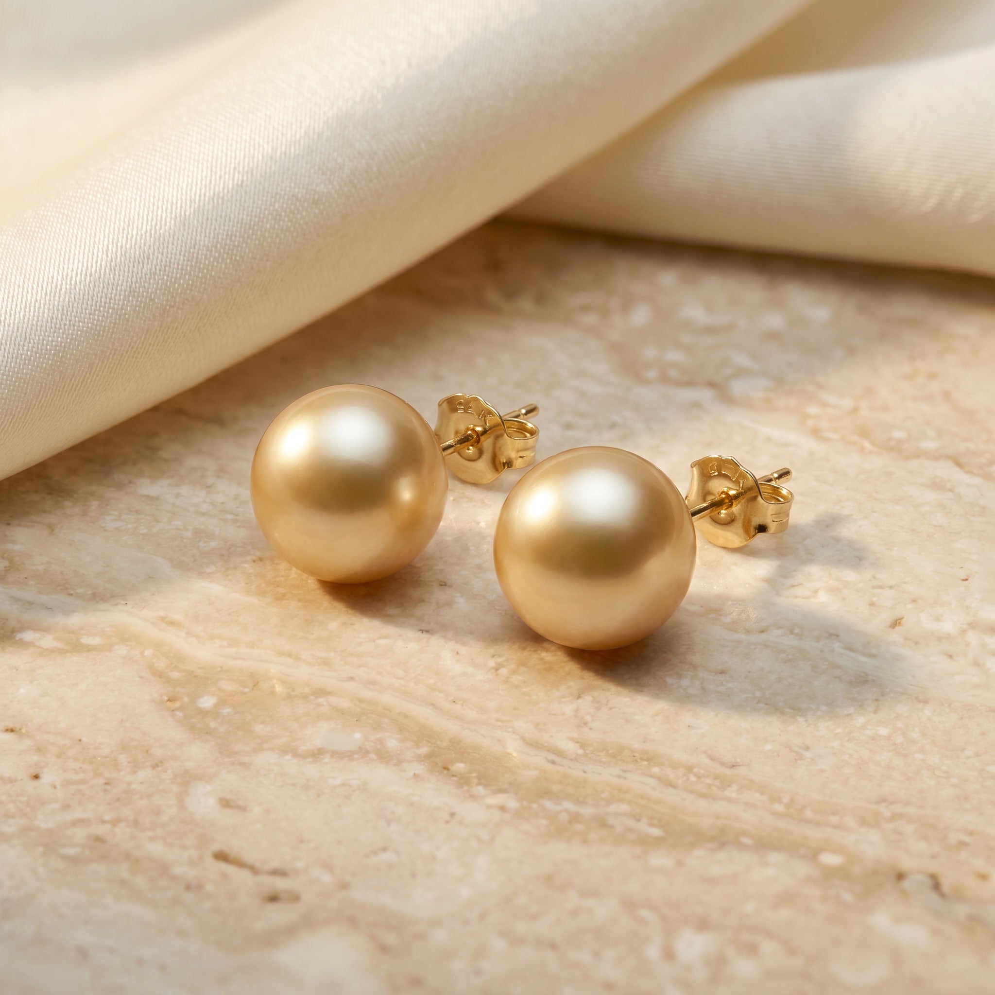 AUREA, SOUTH SEA GOLDEN PEARL STUD EARRINGS