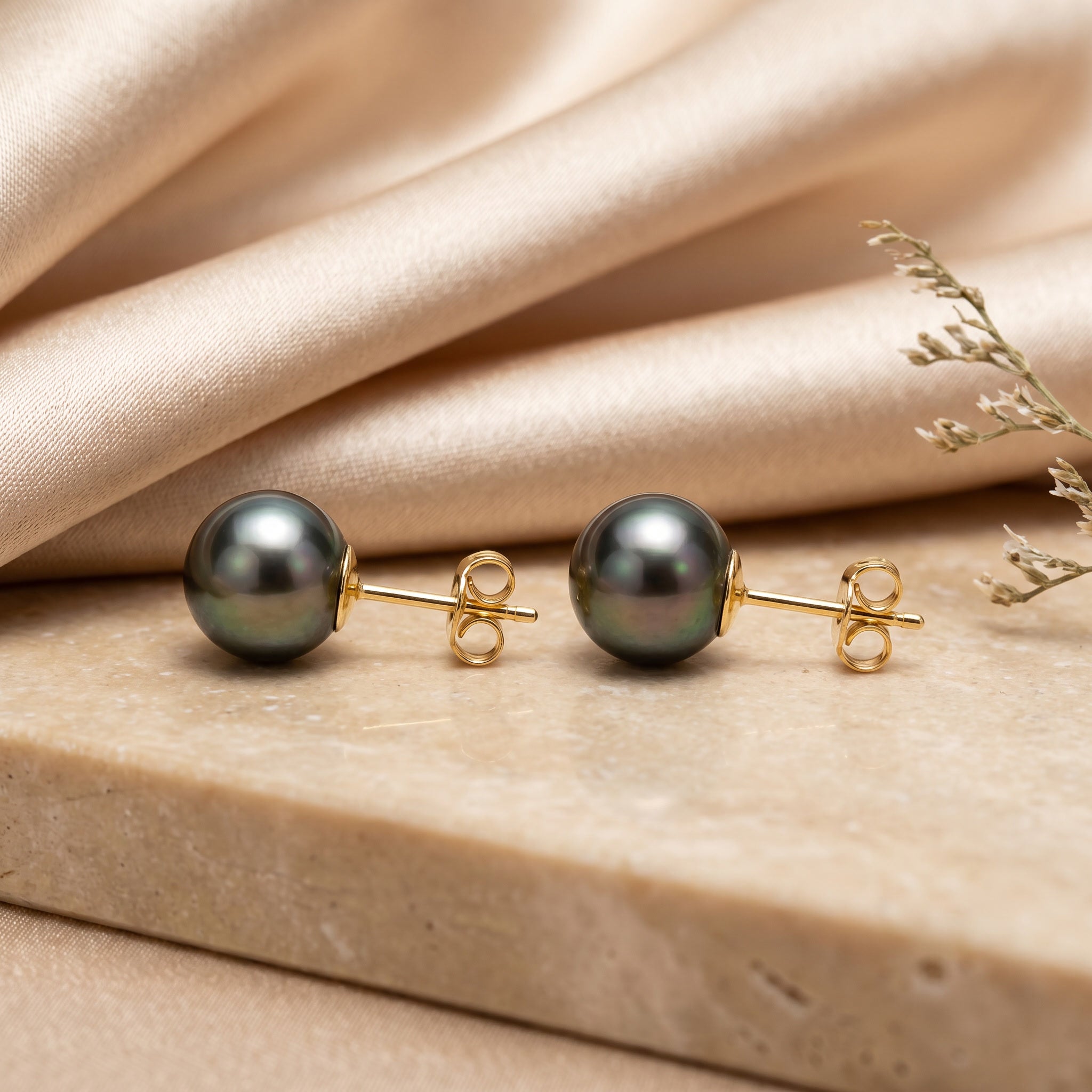 NOTTURNO, TAHITIAN PEARL STUD EARRINGS