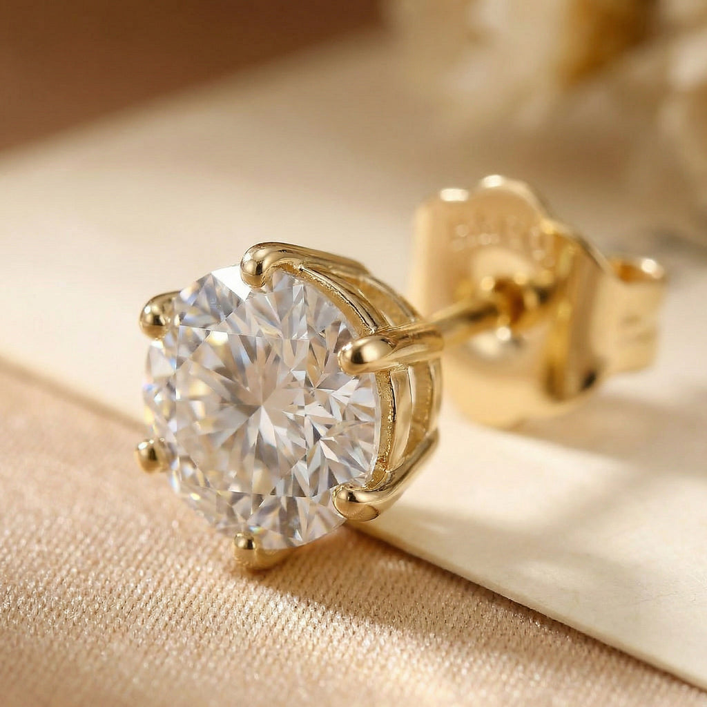 SOLARIS ÉTOILE, 2CT MOISSANITE SOLITAIRE STUD EARRINGS