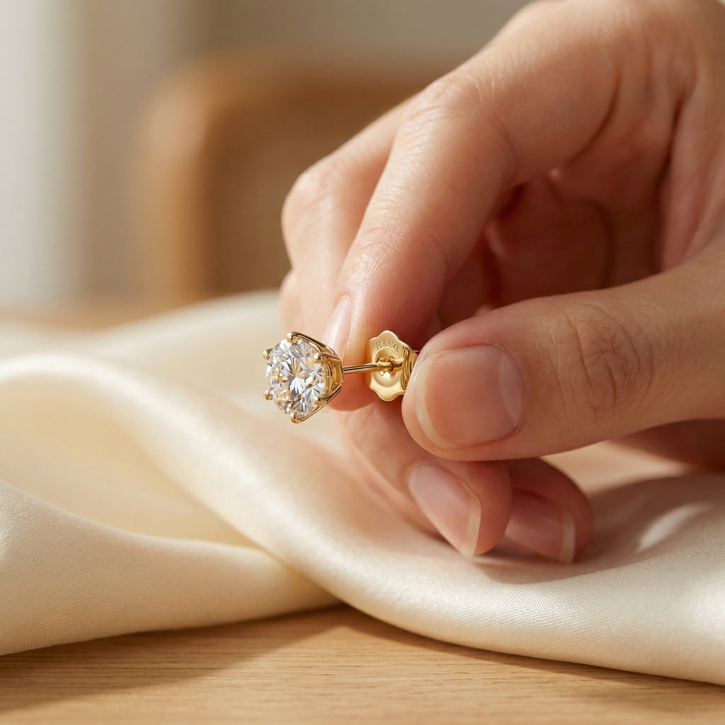 SOLARIS ÉTOILE, 2CT MOISSANITE SOLITAIRE STUD EARRINGS