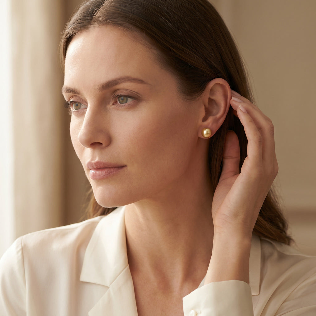 AUREA, SOUTH SEA GOLDEN PEARL STUD EARRINGS