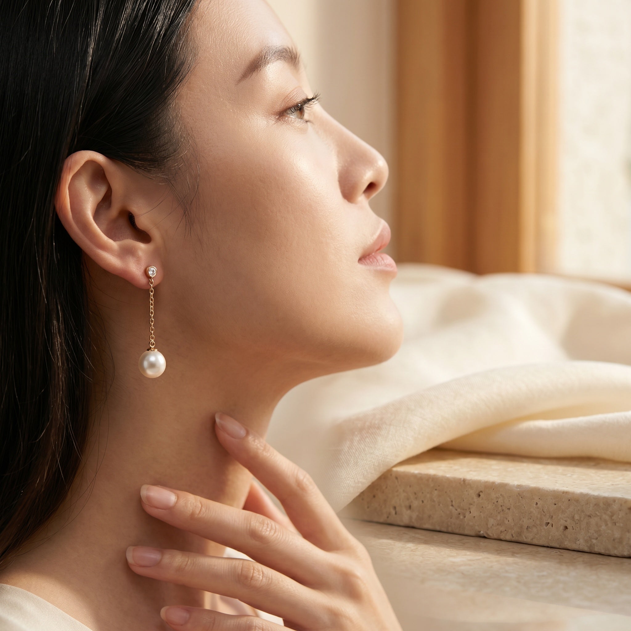 LUNAIRE GOUTTE, AKOYA PEARL DROP EARRINGS