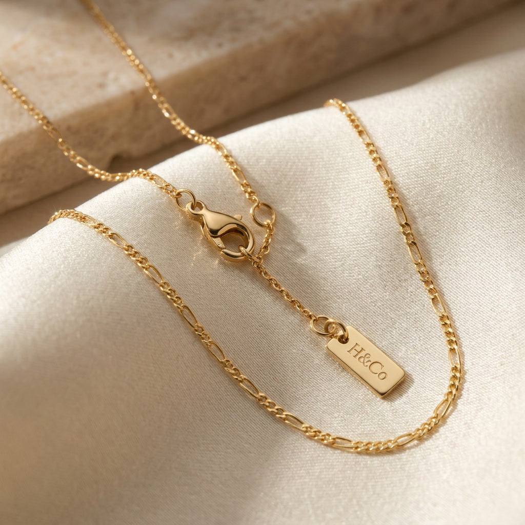 GENOVA figaro chain necklace, solid gold — studio