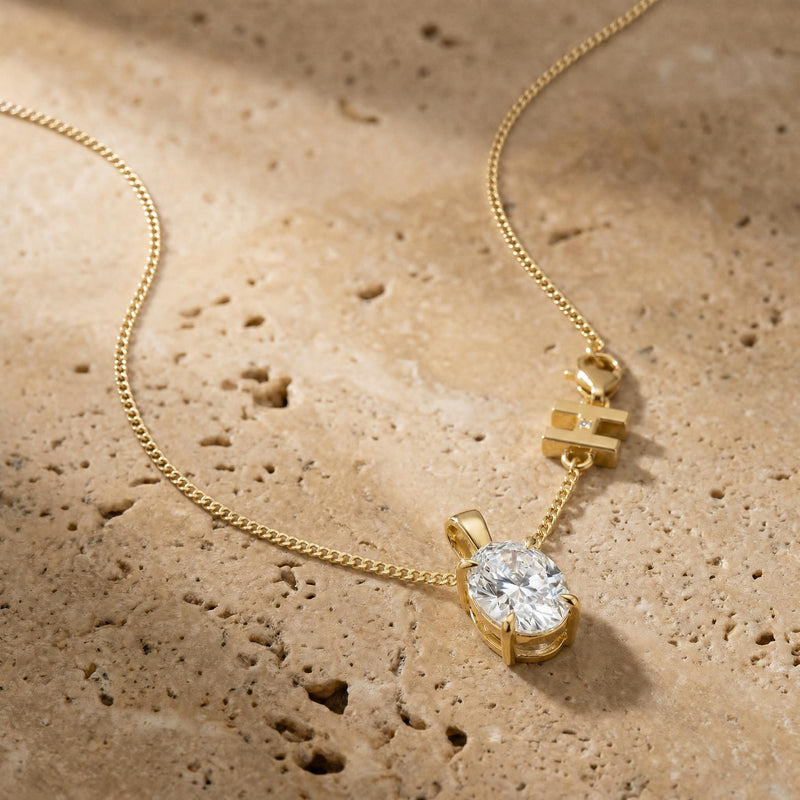 SOLARIS ELLIPSE, OVAL MOISSANITE PENDANT, MEDIUM MODEL