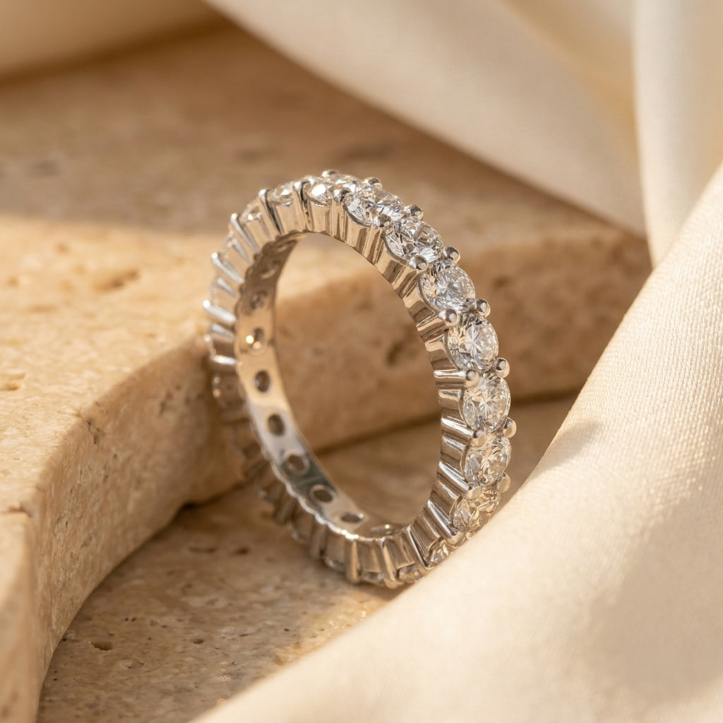 Lab diamond full eternity band, fishtail setting, product view