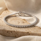 LUMINA ALBA RIVIÈRE lab diamond tennis bracelet in 18K white gold, full bracelet with box clasp