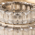 LUMINA BARREAU lab-grown diamond baguette eternity band — macro stone and shared-prong detail