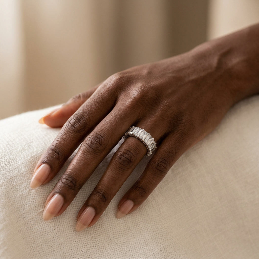 LUMINA BARREAU lab-grown diamond baguette eternity band — worn on hand