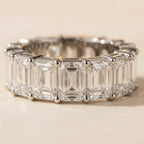 LUMINA MAJEUR baguette moissanite eternity band — full eternity circuit, side view
