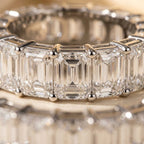 LUMINA MAJEUR baguette moissanite eternity band — macro stone and shared-prong detail