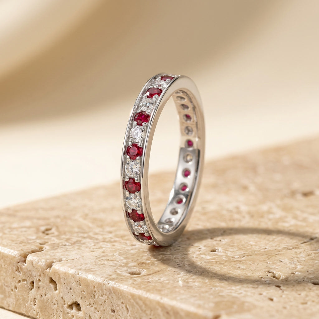LUMINA RUBIS ÉTERNITÉ ruby and diamond eternity band, white gold — Heritage & Co.