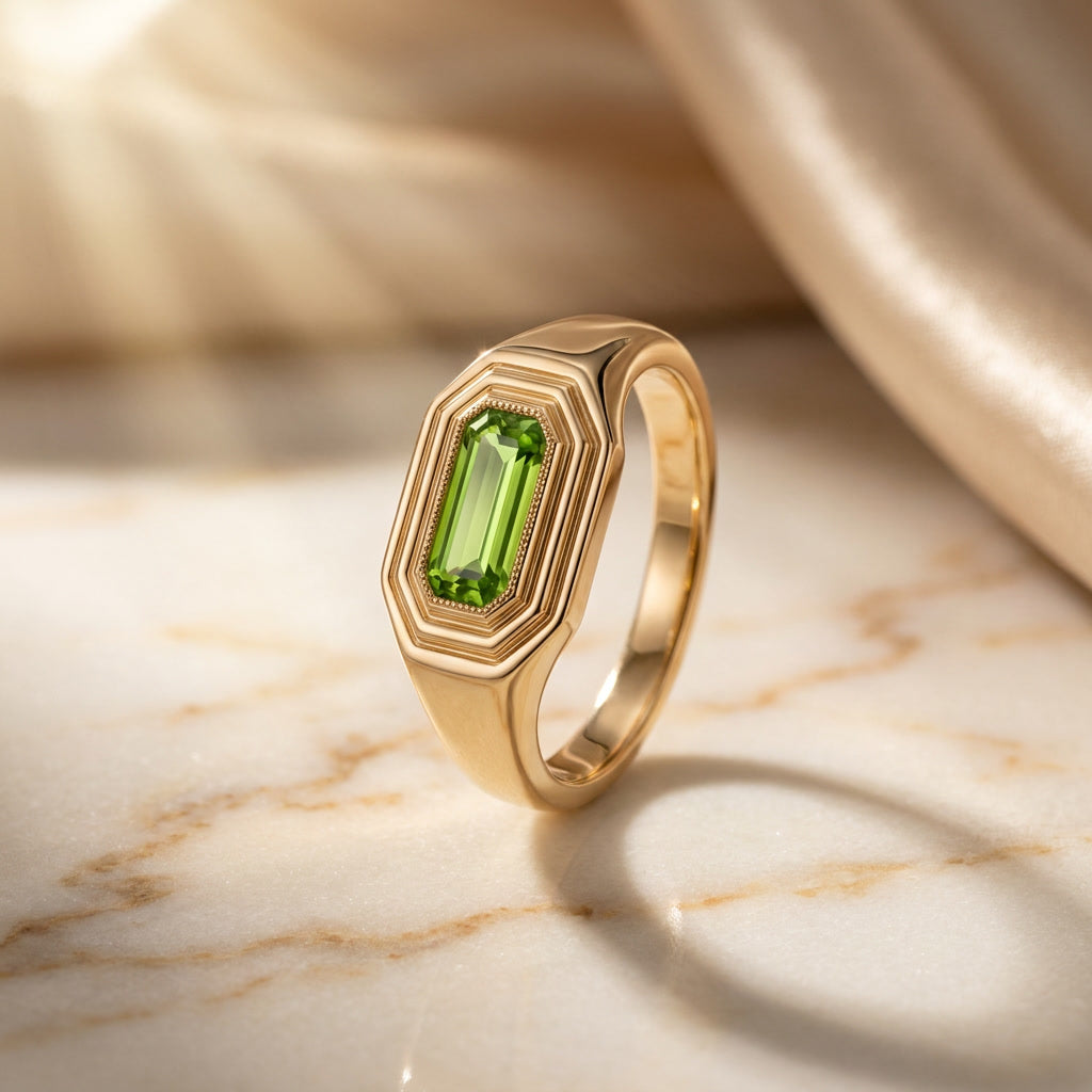 NATALIS birthstone signet ring in 10K yellow gold with topaz, the November birthstone | Heritage & Co.