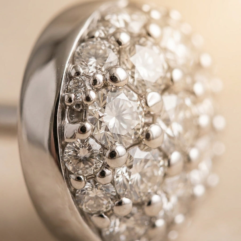 SOLARIS CUPOLA, ROUND LAB DIAMOND PAVÉ CLUSTER STUD EARRINGS | Heritage & Co.